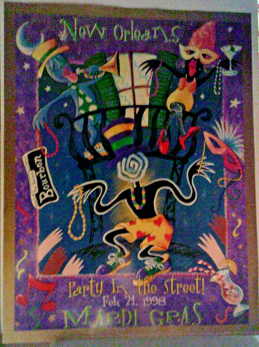ERI7063 NEW ORLEANS PARTY IN THE STREET MARDI GRAS 1998 Artist by MICHAEL HUNT